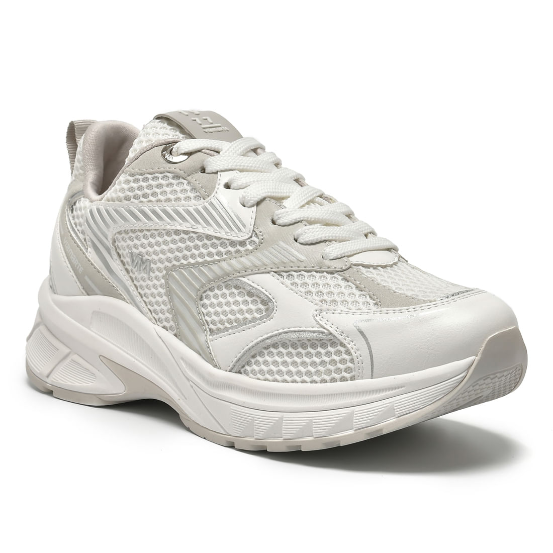 Tênis casual Via Marte feminino branco, vista lateral para seção vai servir